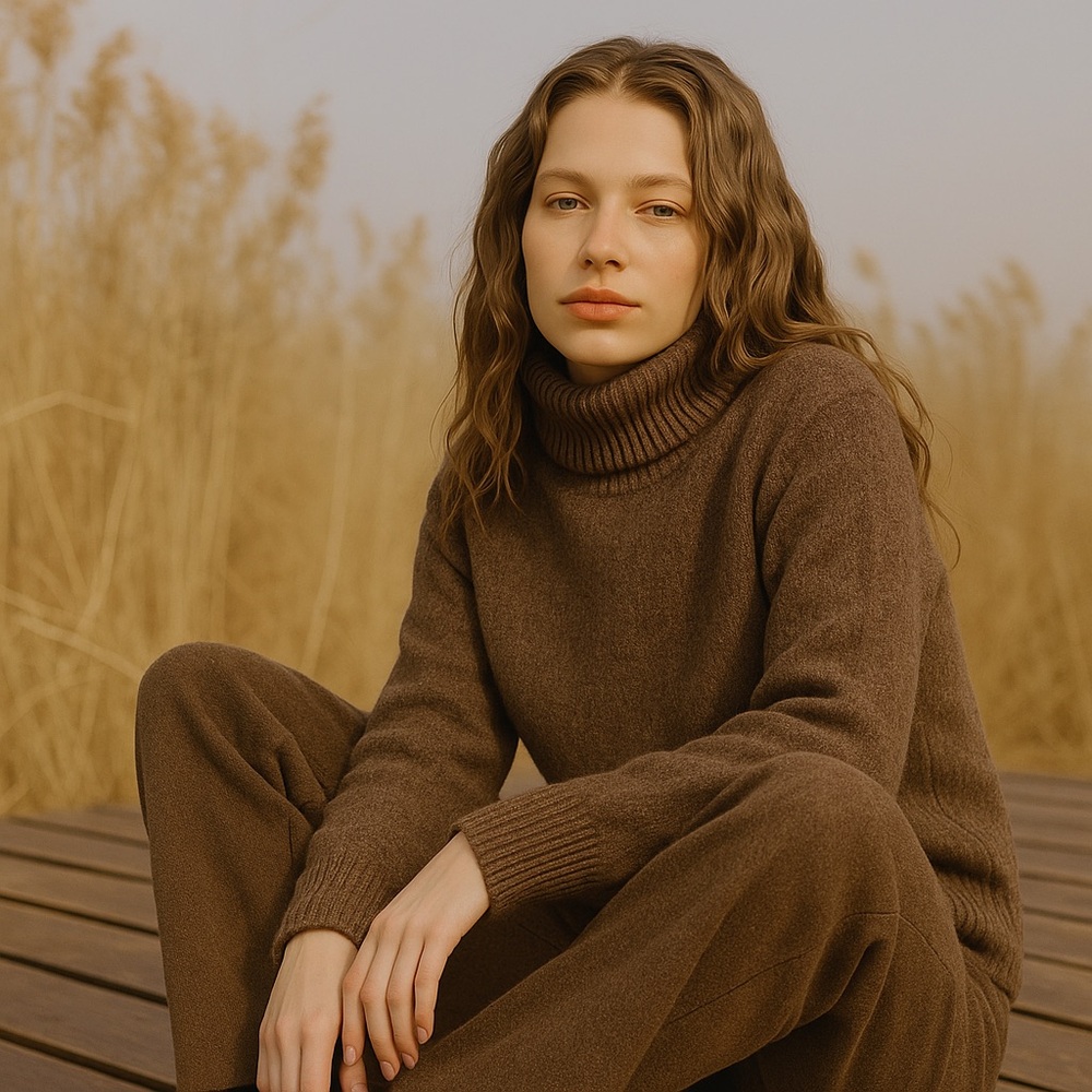 Elegant Brown Turtleneck Sweater